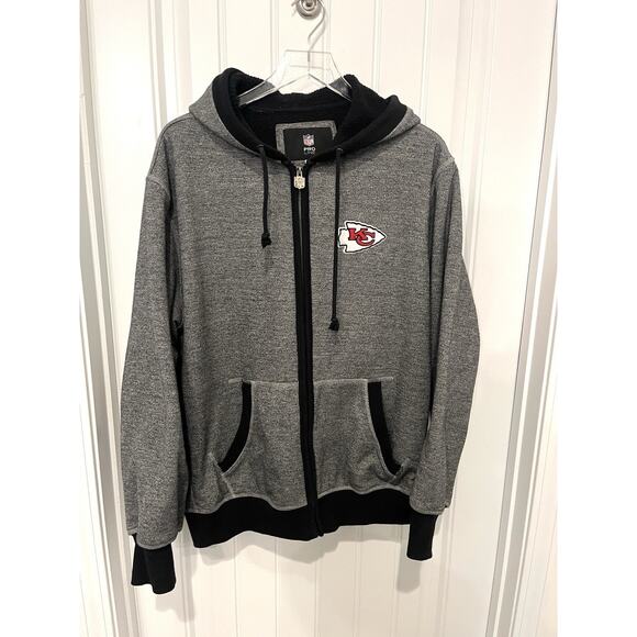 Kansas City KC Chiefs NFL Proline Gray Full Zip Hoodie Sweatshirt Mens XL Jacket - Picture 9 of 10